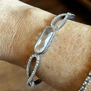 Lia Sophia Silver-Tone Clear Crystal Link Bracelet